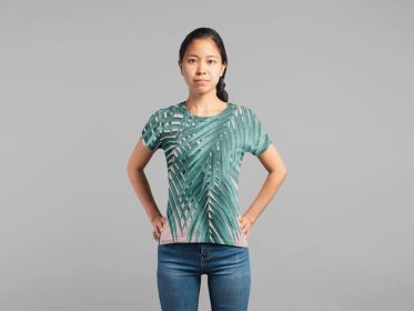 Palm Leaves Blush Vibes Classic Sublimation Women's T-Shirt (size: L)