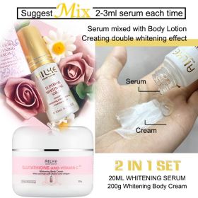 AILKE Lighten Remove Black Spots Facial Skin Care Lotion, Moisturizing Cream Body Glutathion Vitamin C Dark Skin Face New Range (Color: 2 in 1 set(CREAM))