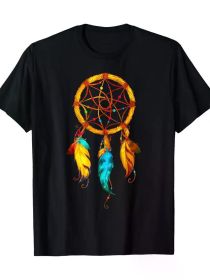 Native American Dreamcatcher Feather T-Shirt (Color: Black, size: XXXL)