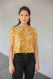 Feeling of lightness pattern - Mellow Yellow Poster All-Over Print Crop Tee (size: large)