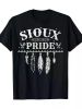 Sioux Pride Graphic T-Shirt - Native American Inspired Design, Black Tee with & Star Motifs, Casual Round Neck