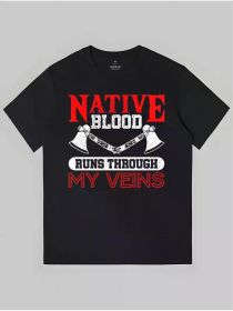 1pc, Native American Pride Native American Gift - Unisex Two Print, Summer Comfortable Casual Cotton T Shirt (Color: Black, size: S)