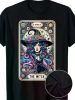 The Witch Tarot Card Graphic T-Shirt - Vintage Gothic Halloween Style, 100% Cotton Short Sleeve, Humorous Black Tee with Intricate Witch Design
