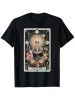 The Reader Tarot Card Skeleton Graphic T-Shirt, 100% Cotton, Black,