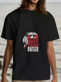 Men's Native American Pride Graphic T-Shirt - "Still Strong, Still Proud" Design, 100% Cotton, Short Sleeve, Casual & (Color: Black, size: S)