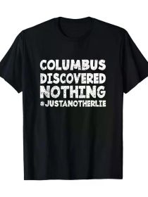 Anti Columbus Day - Indigenous Native American Pride T-Shirt100% Cotton T-Shirt (Color: Black, size: S)