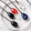 Natural Crystal Raw Stone Polished Teardrop Pendant Necklace