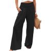 Women Cotton Linen Pants Casual Yoga Wide Leg Trousers