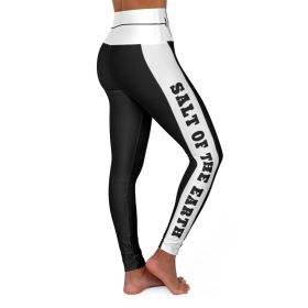 High Waisted Yoga Leggings, Black And White Salt Of The Earth Beating Heart Sports Pants (size: M)